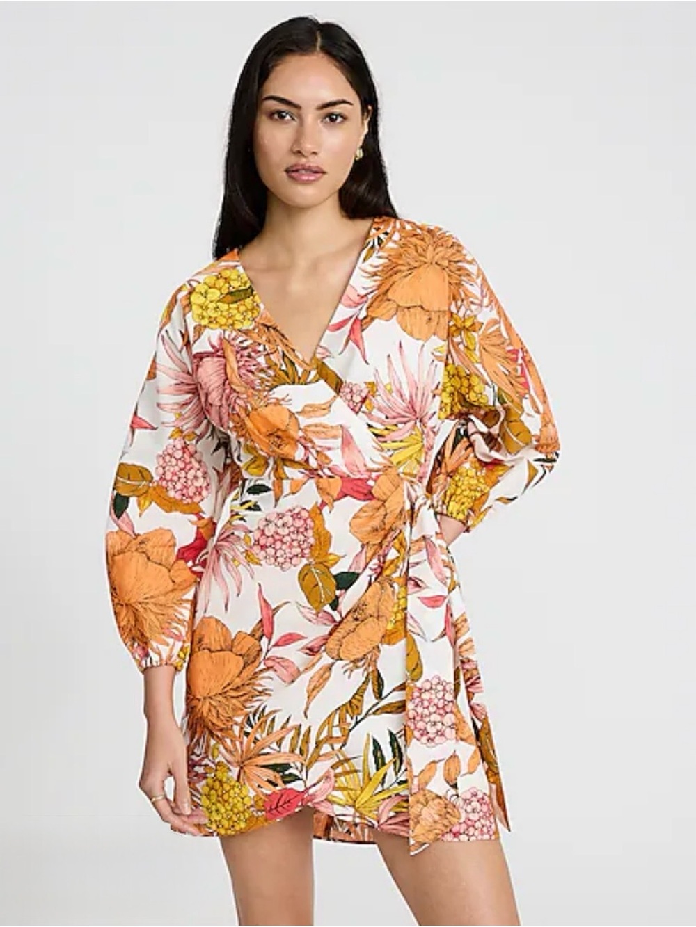 Express Multicolor Floral Long Sleeve Dress